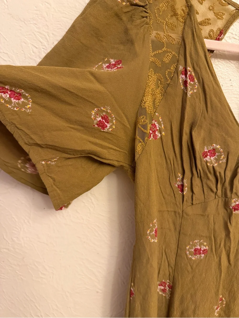 Free People Mustard Floral Open-Back Mini Dress - Picture 7 of 12